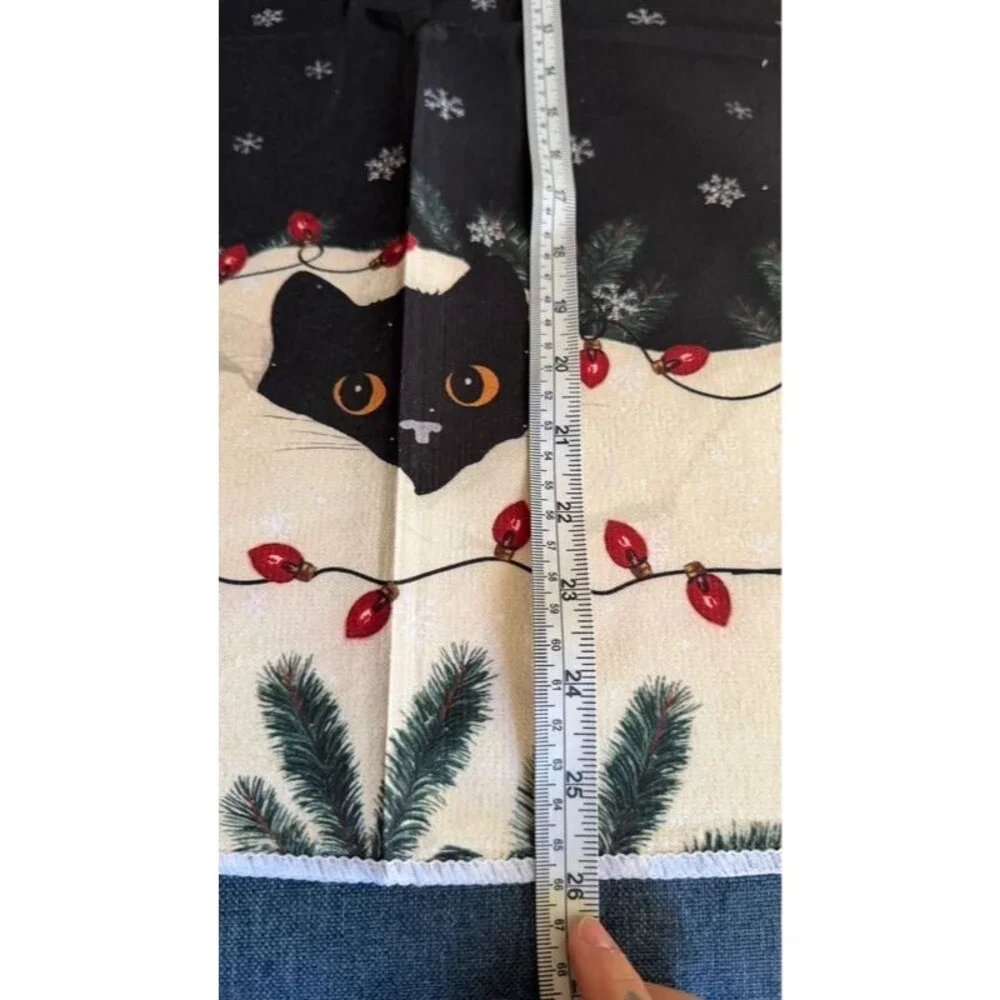 Cute Black Cat Christmas Kitchen Towel | Holiday Cat Decor | 17” x 26”